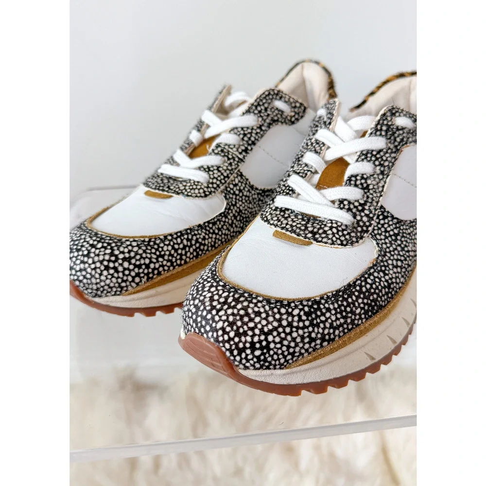 NEW Madewell Kickoff Trainer Sneakers in Spotted Calf Olive Grrove Multi 7.5 - Picture 2 of 11
